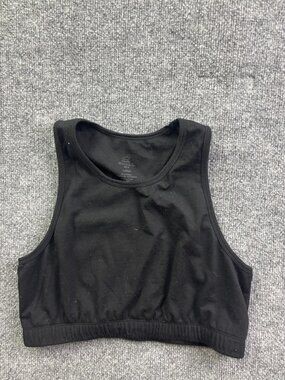 Woolx Mila Sports Bra Womens Large Black Merino Racerback Athletic Yoga Top